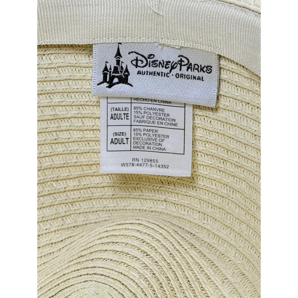 Disney Parks Adult Straw Hat Scarf Band Cream Paper Blend Sun‎ Hat